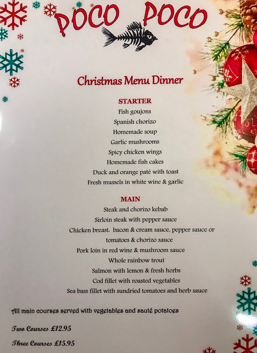 Good day all!

We are slowly approaching that festive time of the year again and our Christmas menus are finally out! The only change this year is the menu is even tastier than last year so make sure you reserve yourself that all important seat in Pocos and lets go Loco together!