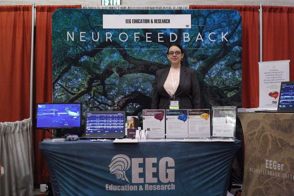 eegernow's tweet photo. Sylvia and Quincy are manning the #EEGer #neurofeedback booth today at #EMDRIA2018, so come say hi! They’re both super knowledgeable and also friendly. #EMDRIA #EMDRIAConference https://t.co/ae5k6oGhhV