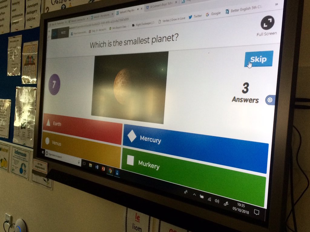 MrsBoyces_Class's tweet photo. Loving @GetKahoot this morning. Doing a #Quiz on the #SolarSystem as part of @SpaceWeekIRL #SpaceWeek2018 https://t.co/LWfdDmNkYg