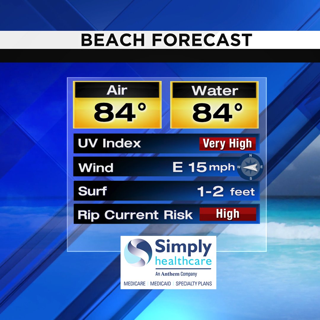 Here is your beach forecast for today #SOFLO #MIAMI #BEACH Presented by Simply Healthcare https://t.co/32VeIEQKGT