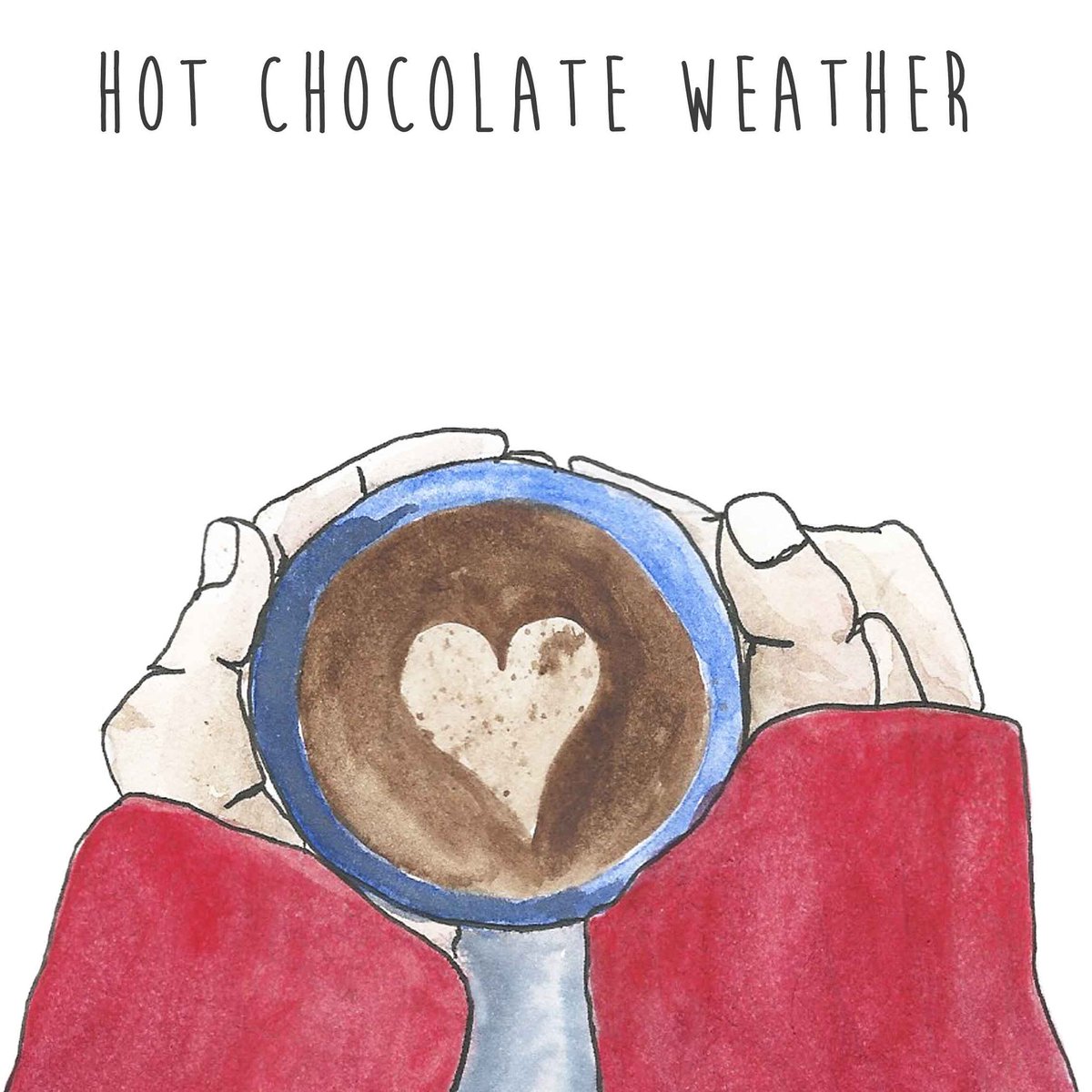 Hot chocolate weather has arrived! @pippaandpaper #christmascard #hotchocolateweatherishere #chocolate #christmasjumper #christmascard #snuggleup #autumn #knitwear #chorlton #manchester