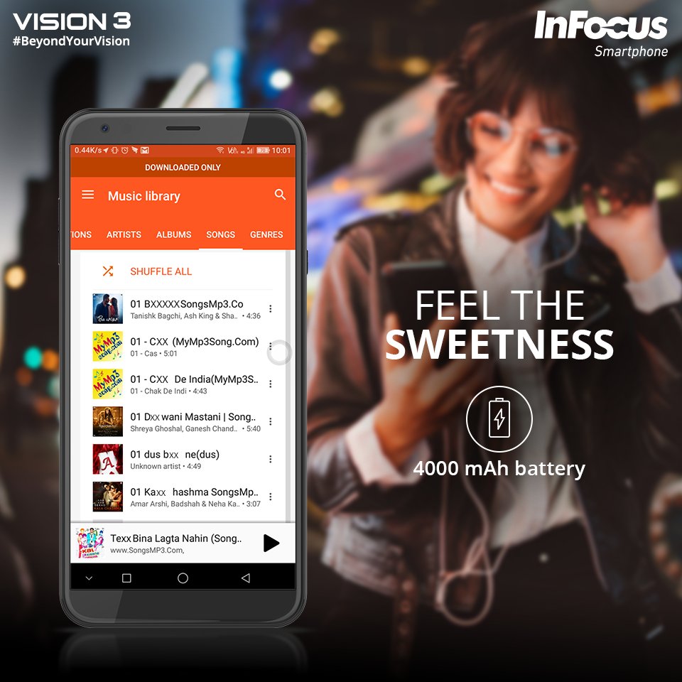 InFocus_IN's tweet image. Play the unbeatable non-stop music on your #InFocusVision3.
It will make your journey lively with 4000 mAh battery and smooth sound. #InFocusSmartphones Click
here to Know more: bit.ly/2lHGQRm