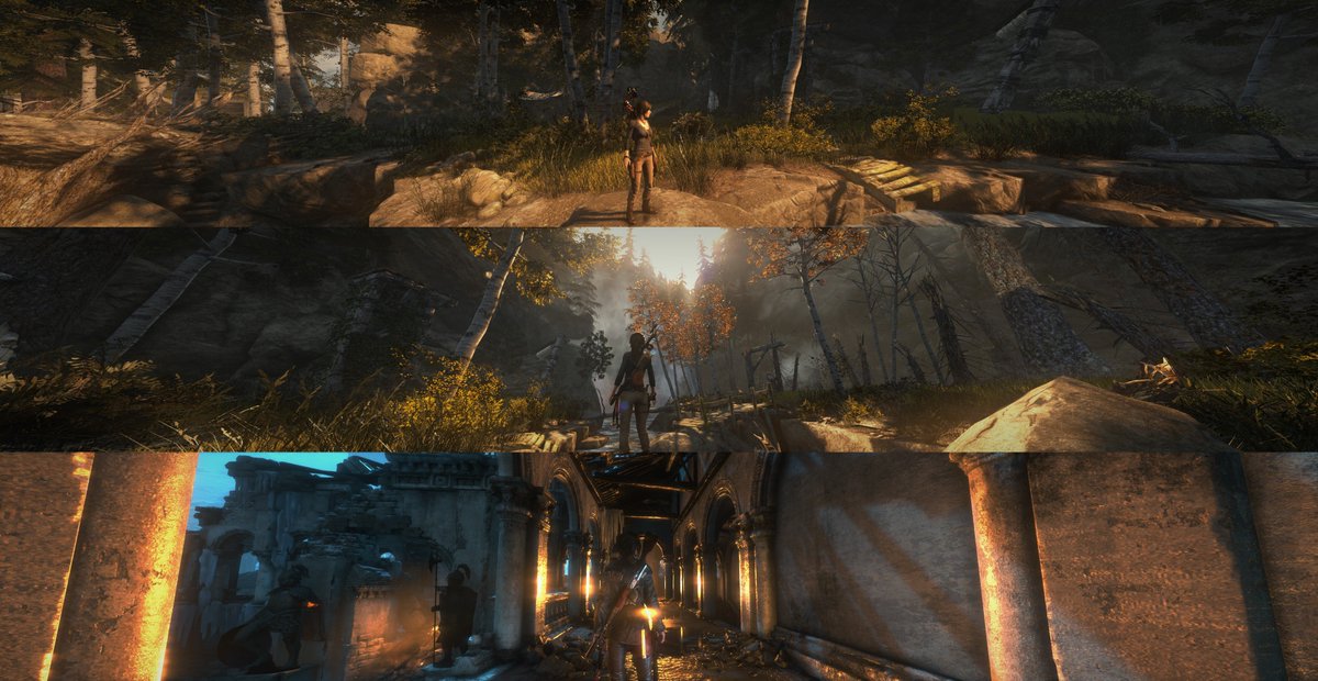 Mechanismo's tweet image. So recently I've pbeen playing 'Rise of the Tombraider ' with all three monitors ( eyefinity ) it looks soo good , :)
#TombRaider #eyefinity  #widescreen  #SquareEnix #Steam