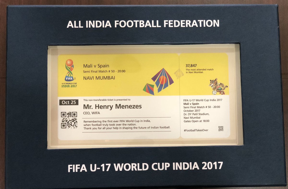 It was really nice to be remembered for the successful #U17WC in India specially @DYPatilStadium this memento means a lot to me