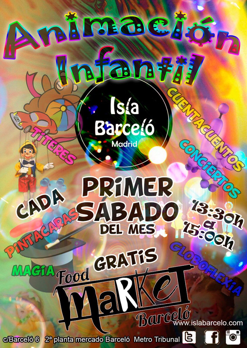 Agenda <a href="/BarceloIsla/">Isla Barceló</a> 

Los primeros sábados de mes tenemos actividades para los mas peques en <a href="/marketbarcelo/">Food Market Barceló</a>. 

Ven a hacer tu compra al <a href="/MercadoBarcelo/">Mercado Barceló</a> y luego disfruta y desconecta #comer #tapas #vermut #cerveza #vinomercmalasa

Es un #planazo para papas y para peques.