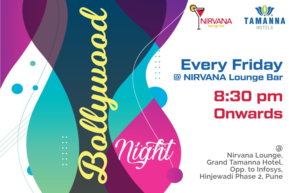 We are the Ultimate Hangout Lounge for you to experience real BOLLYWOOD NIGHT FEVER! Get on the Floor this FRIDAY @ Nirvana Lounge Bar, Tamanna Hotels, Hinjewadi! Reserve Seats: 020 66935000 #bollywoodnight #hungama #nirvana #music #masti #gr8food #livemusic #choicestdrinks