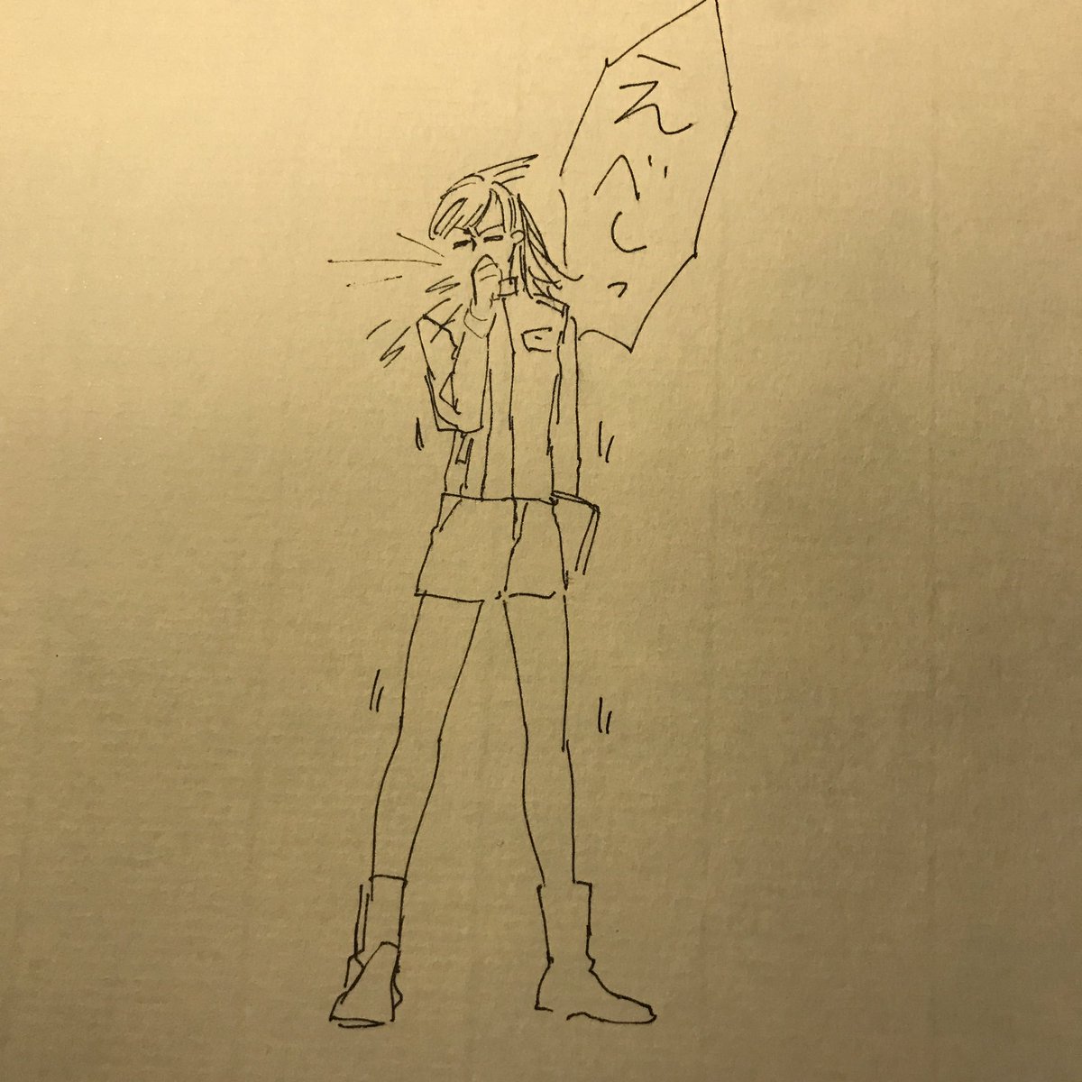 はい、なんで描いたか忘れたけど、腰を痛めないように仁王立ちになってくしゃみするつかさとやたらかわいいくしゃみになるさくやだよ。 