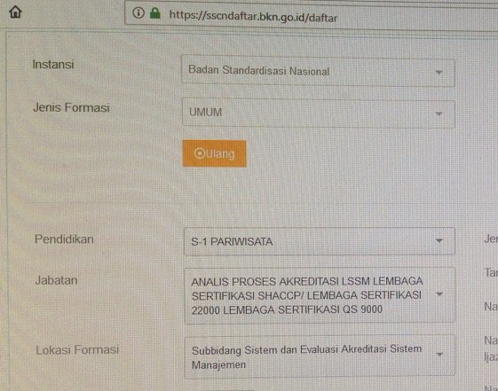 yattyerni's tweet photo. @bsn_sni selamat sore admin, maaf mau tanya lowongan utk s-1 pariwisata kok di search di sscn gak ada ya? Tp dipilihan formasi pada saat pendaftaran ada https://t.co/EDPHhtrUSH