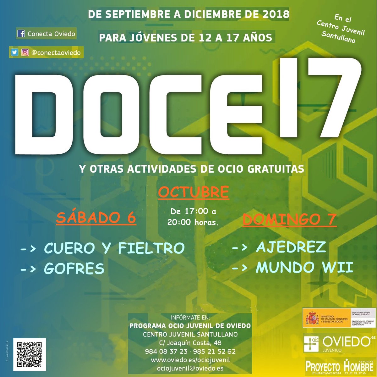 aytoviedo's tweet photo. Continuamos, desde el Programa Ocio de Juventud Oviedo, con el proyecto #DOCE17, para menores de 12 a 17 años, con talleres y juegos en el Centro Juvenil Santullano, durante el fin de semana, de 17 a 20h. 
La programación de este fin de semana aquí 👇 https://t.co/WQyfQwpSYB