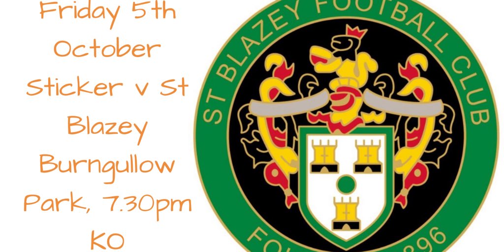 It’s MATCHDAY! Tonight we travel to neighbours ⁦<a href="/StickerAFC/">Sticker AFC</a>⁩ in the Senior Cup. Kick off at 7:30pm. ⁦<a href="/Cornishfootball/">Dave Deacon</a>⁩ #Swaz