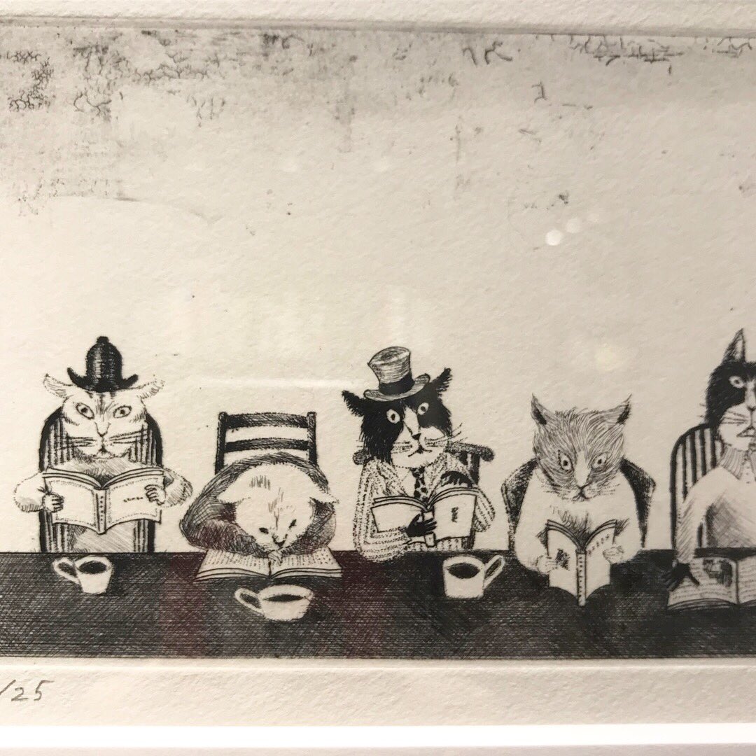 保坂優子　 猫の銅版画 　限定版 　夜黒 保坂優子さんの銅版画の猫たち。個性豊かな表情が愉快な「それぞれの