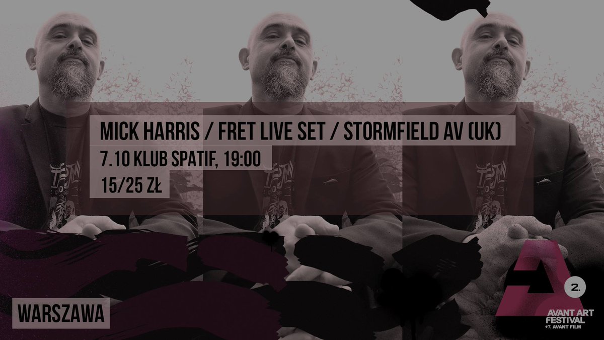 dissonantbks's tweet image. It’s round 2 for Mick Harris as Fret w/ @stormfield303 AV in Wroclaw, Poland for Avant Art Festival Be sure not to miss it!