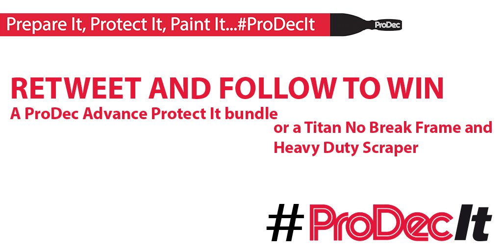ProDecProducts's tweet image. We're celebrating having the UK's widest range of trade decorating tools, so we're giving away a #ProDecIt Protect It bundle and a Twin Titan roller frame and scraper kit. Want them? Retweet and follow, they could be yours! #PrepareIt, #ProtectIt, #PaintIt. #competition #win