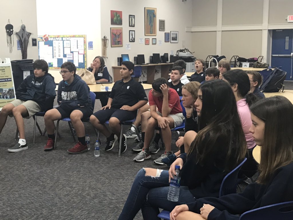 renee_mceachern's tweet photo. High school students sharing their experience with rising Montgomery 8th grade students. #gslearning #millerrocks https://t.co/oRCvuo5Ct0