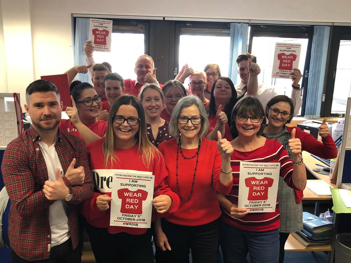 Thompsons Team all in red for #WRD18 in support of <a href="/SRtRCScotland/">Show Racism the Red Card 🏴󠁧󠁢󠁳󠁣󠁴󠁿</a> 

#WRD18 #StandingInSolidarity #EndRacism