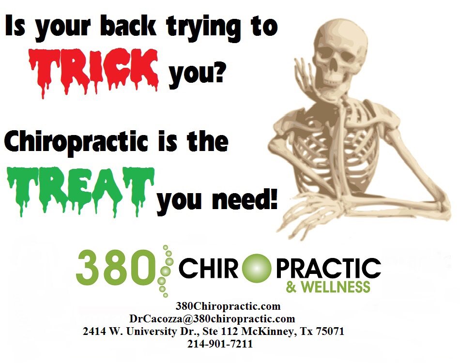 Is your back trying to TRICK you ? Chiropractic is the TREAT you need ! Call and schedule your appointment today. #380Chiro #DrCacozza #ChiropracticCare #ChiropractorsOfMcKinney