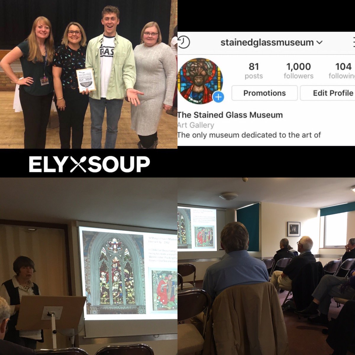 With a lecture from Caroline Swash &amp; another on <a href="/AgnesRope/">Margaret A Rope - an Art Great</a> this coming wednesday (more info: stainedglassmuseum.com/lectures.html) A pitch at <a href="/ElySoup/">Ely Soup</a>, visits from hundreds of children as part of <a href="/Ely_Cathedral/">Ely Cathedral</a> #WW1 schools week &amp; an <a href="/instagram/">Instagram</a> milestone - it’s been a busy week at the SGM!