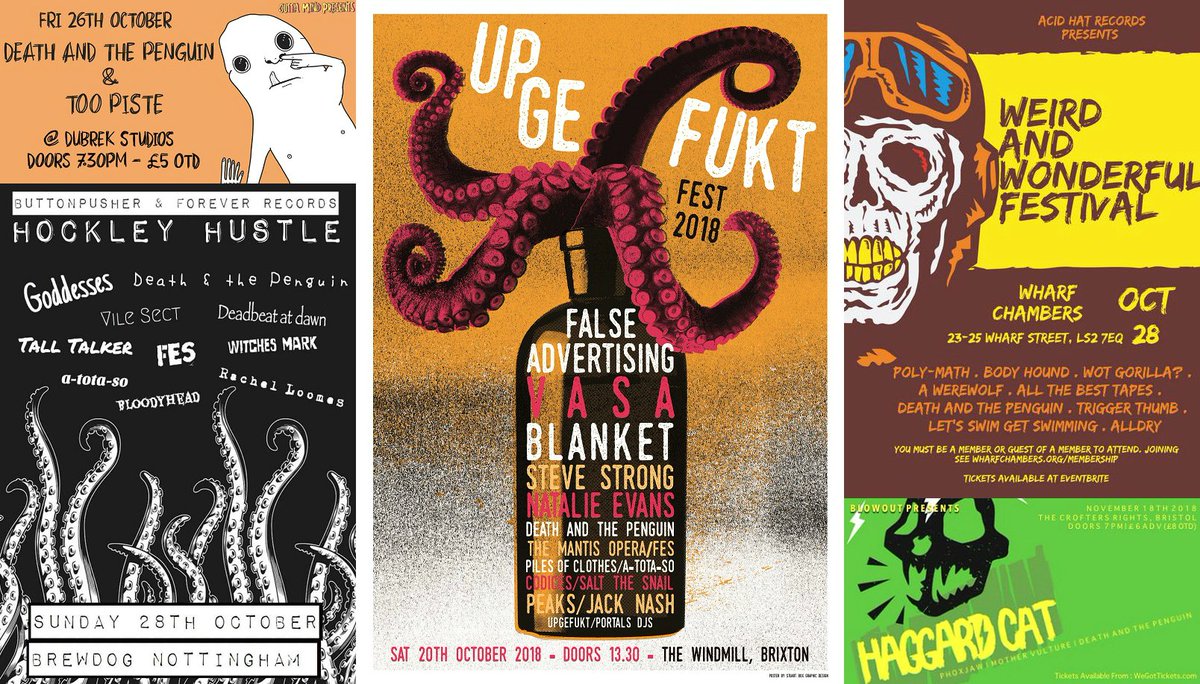 The next couple of months are looking A-Okay! Psyched to be sharing the stage with <a href="/falseadv/">False Advertising</a>, <a href="/polymathrock/">Poly-Math</a> (twice), <a href="/WotGorillaBand/">Wot Gorilla?</a>, <a href="/vasaband/">VASA</a>, <a href="/theHaggardCat/">Haggard Cat</a>, <a href="/BodyHound/">Body Hound (deceased)</a> any many many more...

<a href="/upgefukt/">UPGEFUKT</a> <a href="/HockleyHustle/">Hockley Hustle</a> @buttnpusherdiy <a href="/acidhatrecords/">Acid Hat Records</a> <a href="/dubrek/">Dubrek</a> @blowoutnights