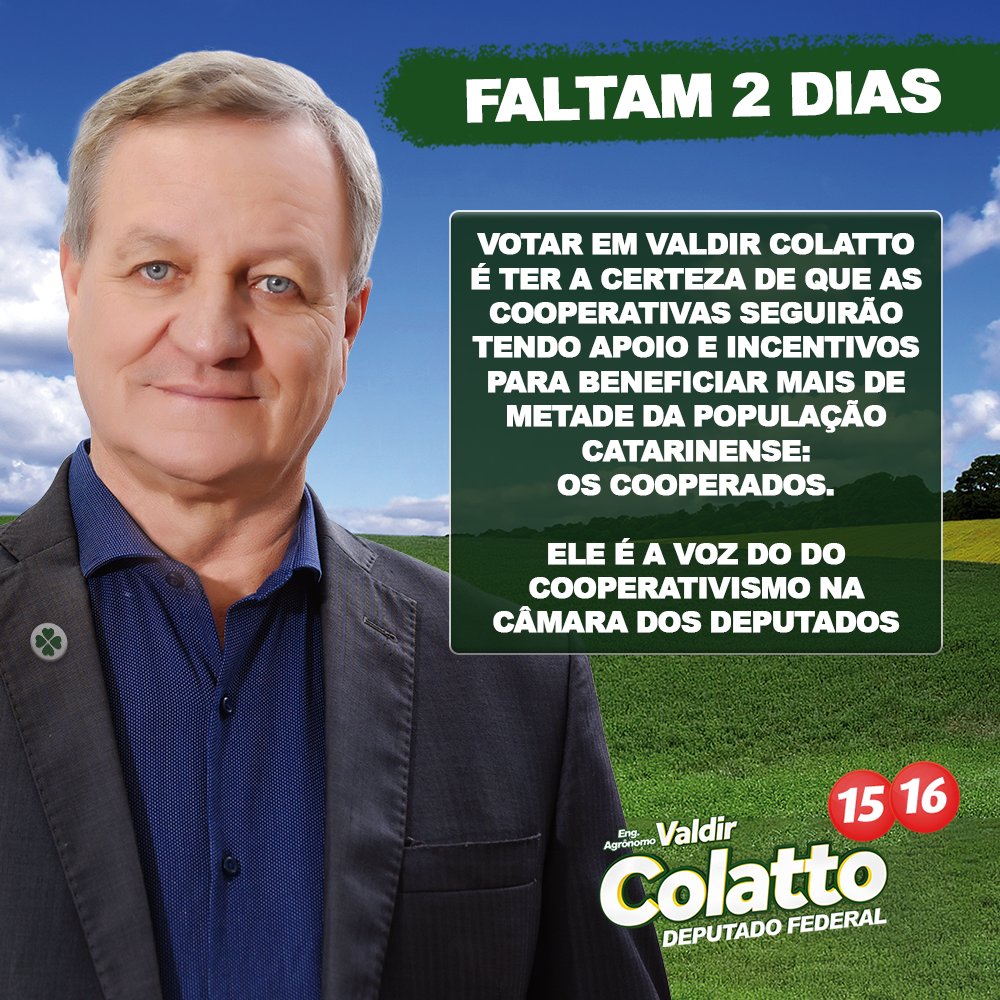 colattodeputado's tweet photo. Tenho o cooperativismo como uma filosofia de vida. Acredito na força e no poder transformador que esse modelo proporciona, principalmente na agricultura familiar. 🌲🤝
7 de outubro vote 1516 1⃣5⃣ e 1⃣5⃣1⃣6⃣✅
#Colatto1516 #FichaLimpa #15Mariani
🍀https://t.co/DadmVSe4cI https://t.co/QYO7sFU0DC