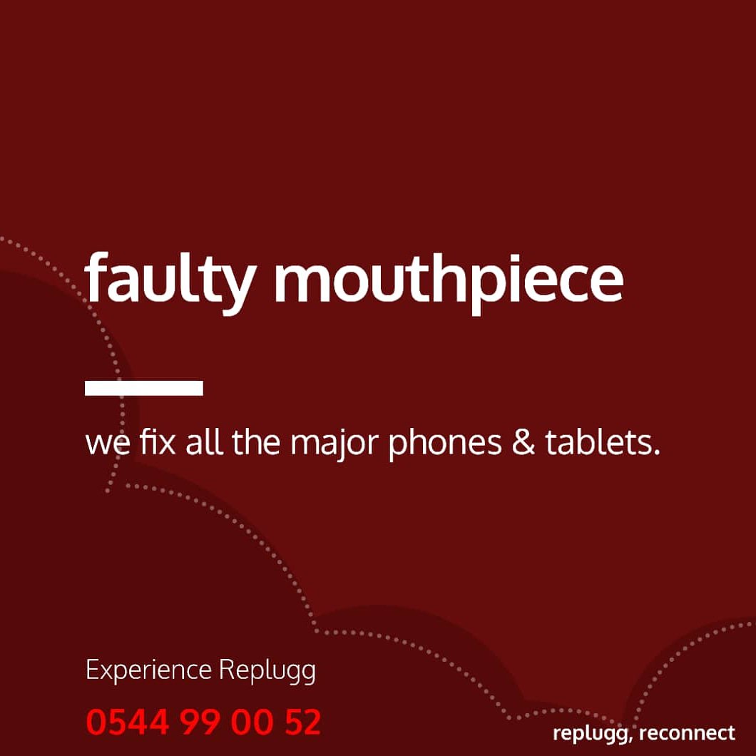 Stressed because of a faulty mouthpiece? Send us a request today and our pluggers will come over to your location to repair the device. Stay reconnected as you enjoy the Replugg experience 
#RepluggExperience #batteryreplacement #samedayfix #pluggers #techgh #Replugg #Reconnect