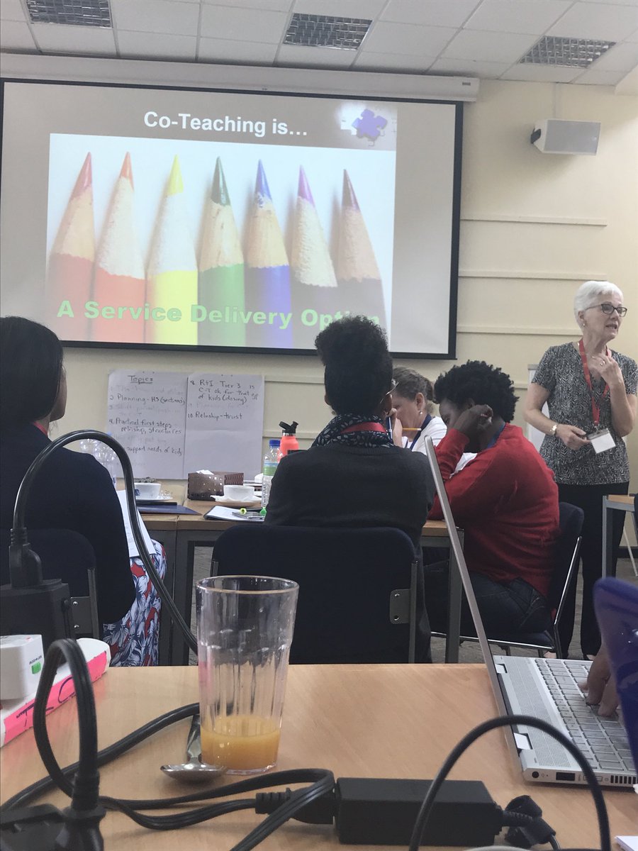 HannahKifleSLP's tweet image. Co-teaching with Marilyn Friend at ISK with the #icssst team. Giving us a lot to think about, discuss and bring back to @ICSAddis 🤓