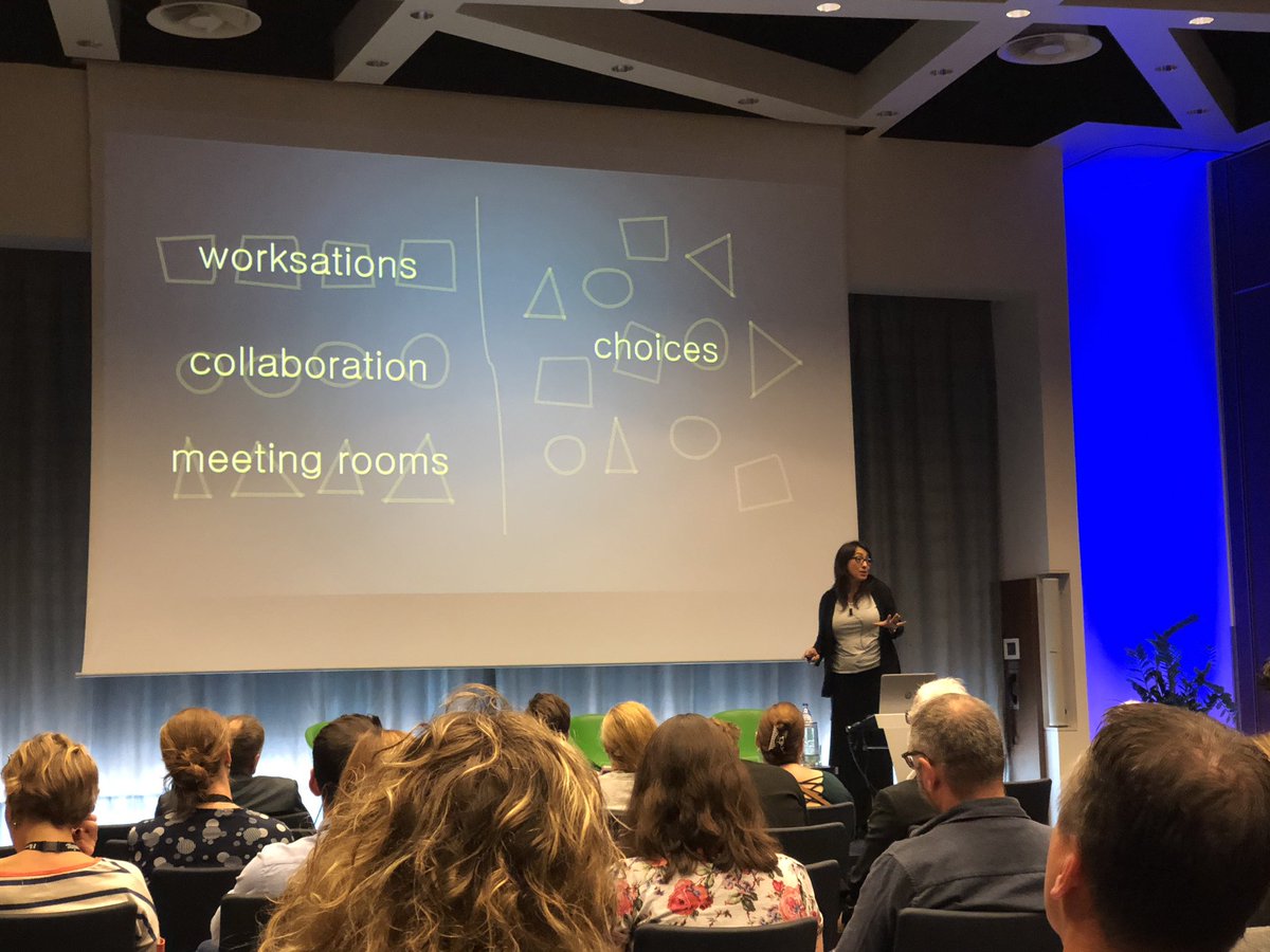 Refreshing presentation of Mireya Juarez on workplace design: “If A + B is no longer C, we need to change the formula.”  #SWDS <a href="/mireia_juarez/">mireya juárez</a>