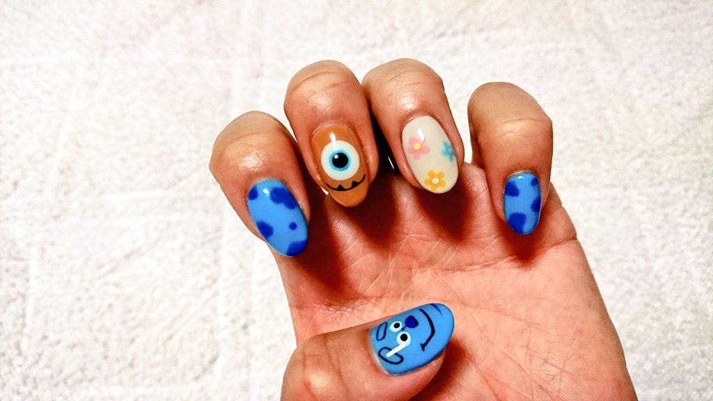 Twitter 上的 あちょん Newネイル モンスターズインク Newネイル New ネイル Nail ディズニーネイル ディズニー Disney モンスターズインク モンスターズインクネイル サリー マイク デザインネイル アートネイル ピクサー 可愛い モンスターズ