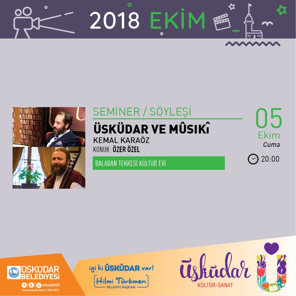 Kemal KARAÖZ ve Özer ÖZEL ile Üsküdar ve Mûsıkî bu akşam 20.00'de <a href="/BalabanTekkesi/">BalabanTekkesi</a> 'nde...