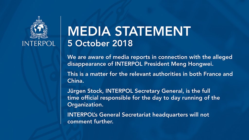 Hasil gambar untuk Interpol president reported missing during trip to China /wapo/GIF