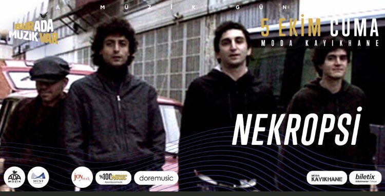adamuzikyapim's tweet photo. BUGÜN.! #buradamüzikvar .! #5Ekim #Cuma @ModaKayikhane 'de...
20.00 @EmreTankal #QUARTET
21.15 @husnuarkan ft. @Kalbenben
23.00 #nekropsi
#KısacaHayatınÖzeti #modakayıkhane #konser #etkinlik #kalben #hüsnüarkan #emretankal #adamüzik https://t.co/h3WT03oyuM