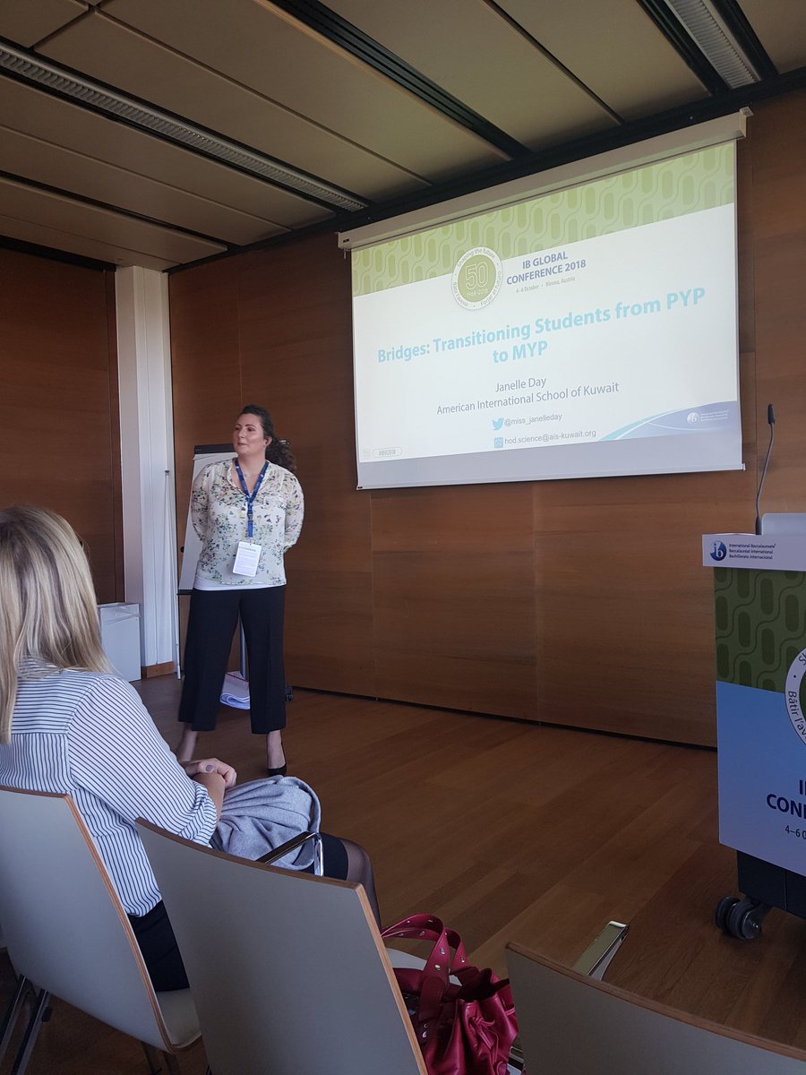 With <a href="/miss_janelleday/">Janelle Day</a> as she presents Bridges: transitioning from PYP to MYP.  #IBVI2018 #aisq8 #ibmyp technical issues are not an issue for this educator!
