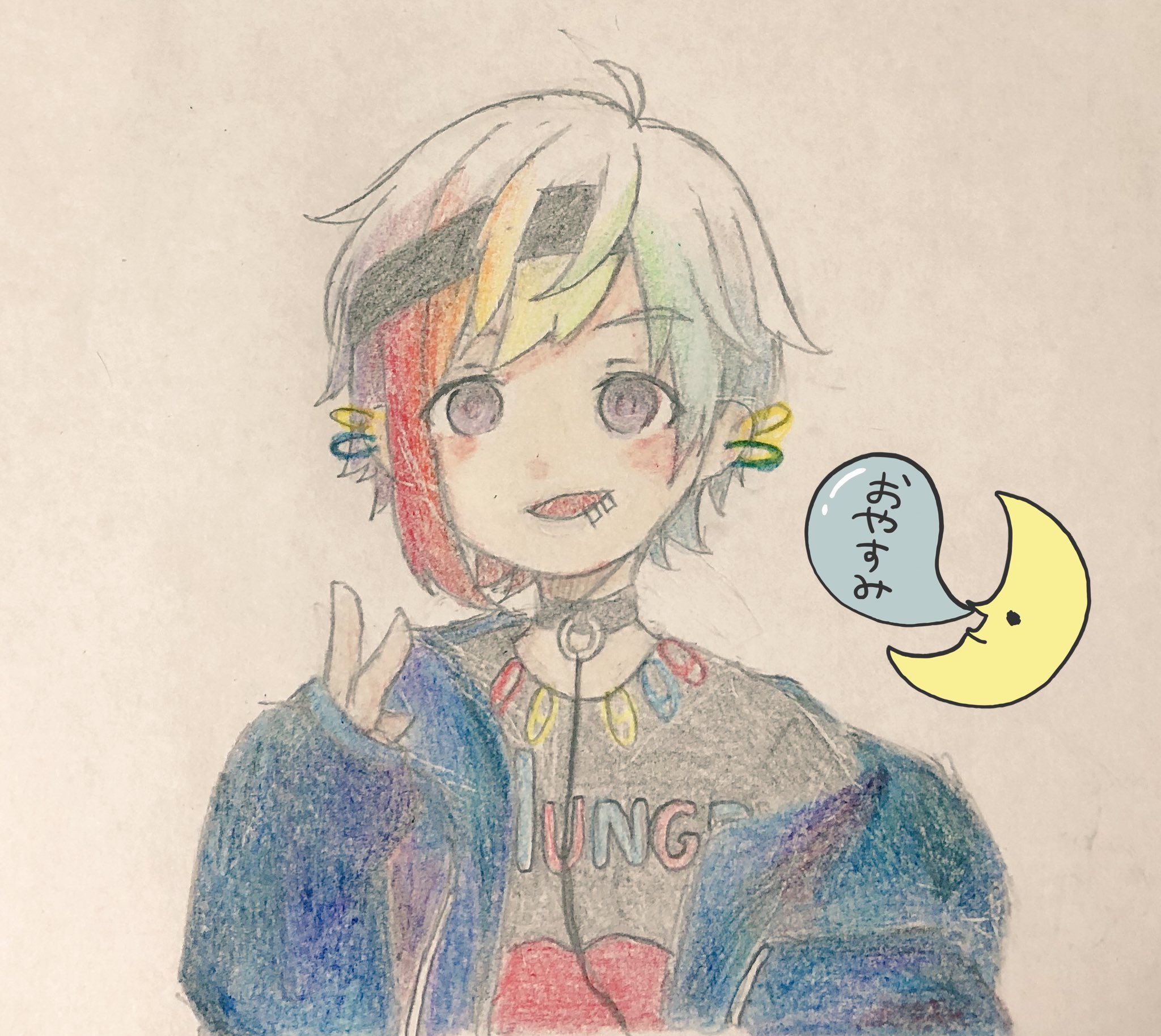 きさらぎ 好きなゲームのキャラクター描いた 宇宙柄のパーカー表現するの大変だったー笑笑 今日は勢い余って4時間くらいお絵描きしたとさ 終わり 狼ゲーム イラスト T Co Jta2qsuava Twitter