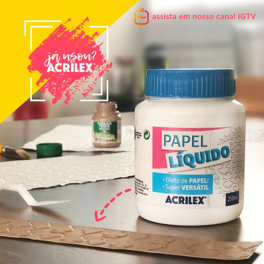 AcrilexBrasil's tweet photo. Saiu o vídeo em nosso canal IGTV lá no Instagram @acrilex_oficial do Papel Líquido.
Vai lá conferir!

#acrilex #papelliquido #lancamento #igtv #videodehoje https://t.co/8agluHV25P