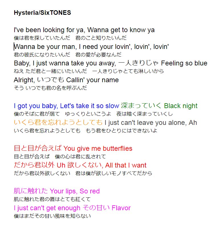 Sixtones Hysteria 和訳