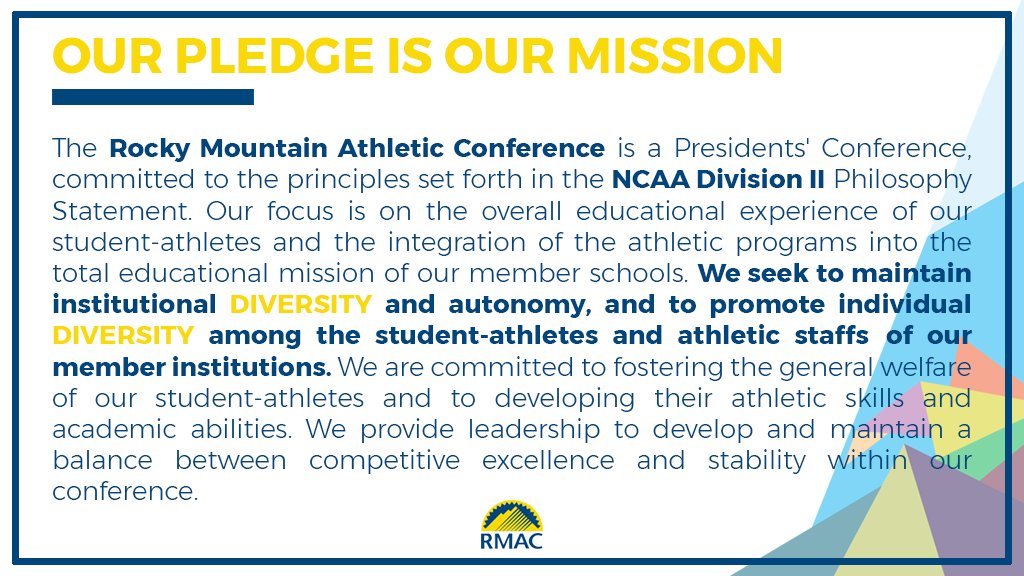 It's the final day of the <a href="/NCAA/">NCAA</a> Diversity &amp; Inclusion Week but the campaign doesn't end here! Take the pledge to commit to a personal action plan for inclusion.

For the RMAC, our pledge is our mission. What's your pledge?

#NCAAInclusion | #RMACInclusion | #InclusionElevated