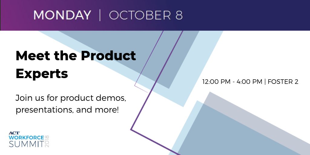 DerrickParker9's tweet image. Don't miss a chance to meet #ACT product experts! From 12-4 pm today, our experts will share information about #ACTWorkKeys and the workforce product portfolio! #ACTWorkforce #workforce #workskills #jobs #economicdevelopment #workforcedevelopment