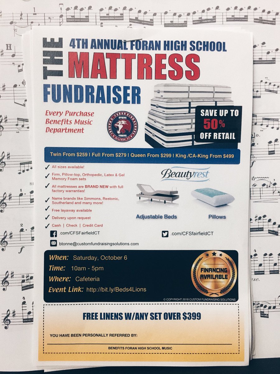 MATTRESS FUNDRAISER TOMORROW!! 10-5 in the cafeteria!!!