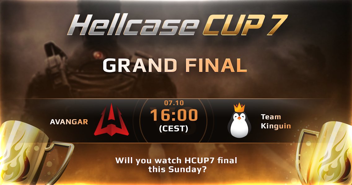 hellcase's tweet photo. Guys, don’t panic 😎, The final of Hellcase CUP #7  has postponed to this Sunday at 16:00 (CEST).

@Avangargaming 🤜🔥🤛@teamkinguin 

Follow our news and don’t pass this Final match!

#hellcase #hellcup7 #hellcasecup7 #csgo https://t.co/p1tneWu4uM