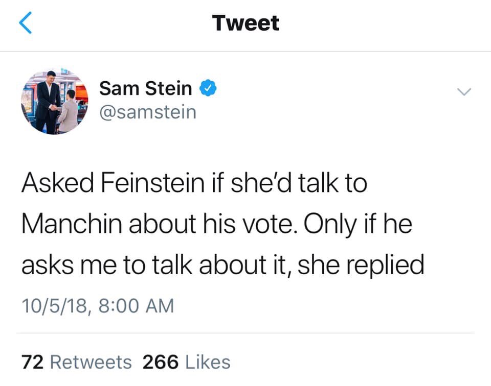 Hey, <a href="/SenFeinstein/">Senator Dianne Feinstein</a> this isn’t good enough: Fight. Harder. #WTF #Resist #DoWork #GoBigorGoHome h/t <a href="/samstein/">Sam Stein</a>