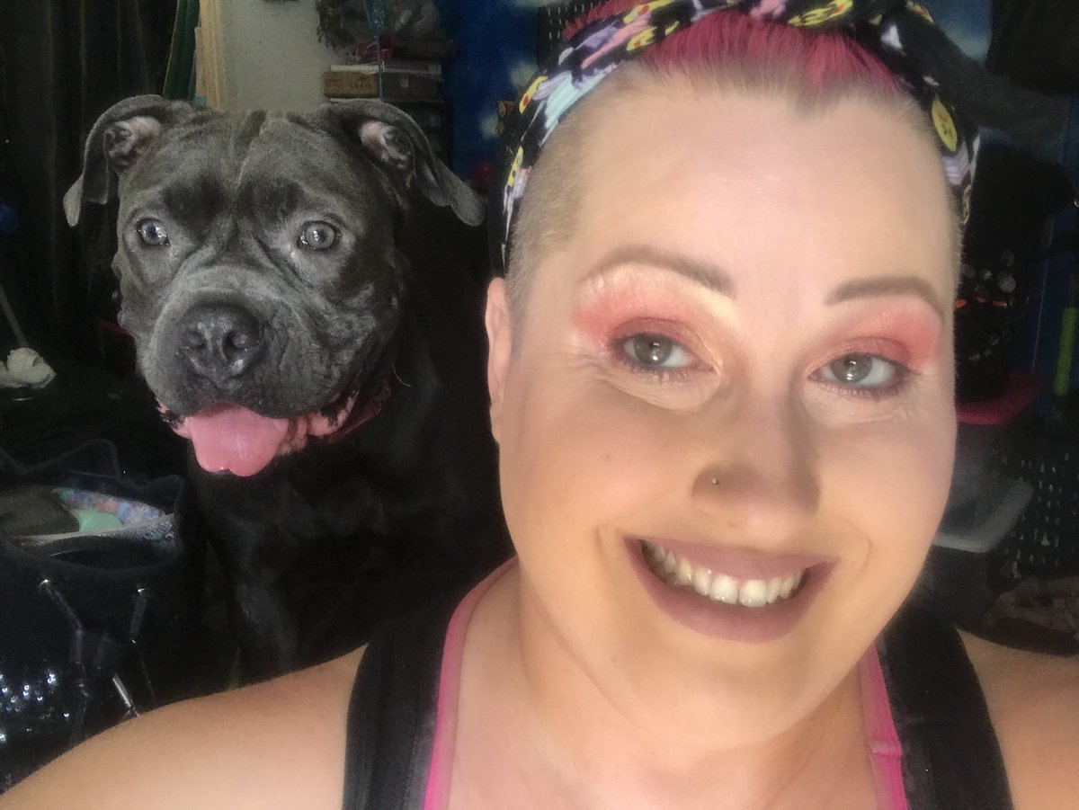 ThePinkPitbull's tweet photo. Getting ready to head up to #Worldofkhaos to prep the #makeup room for tonight. My #chupacabra #masterdickgreyson wants to play so bad. #CaneCorsoPuppy #makeupartist #FXArtist #BullyRescue #pitbullmix #pitbulllover #pitbullmom #dontbullymybreed https://t.co/bspF4kG9Oz