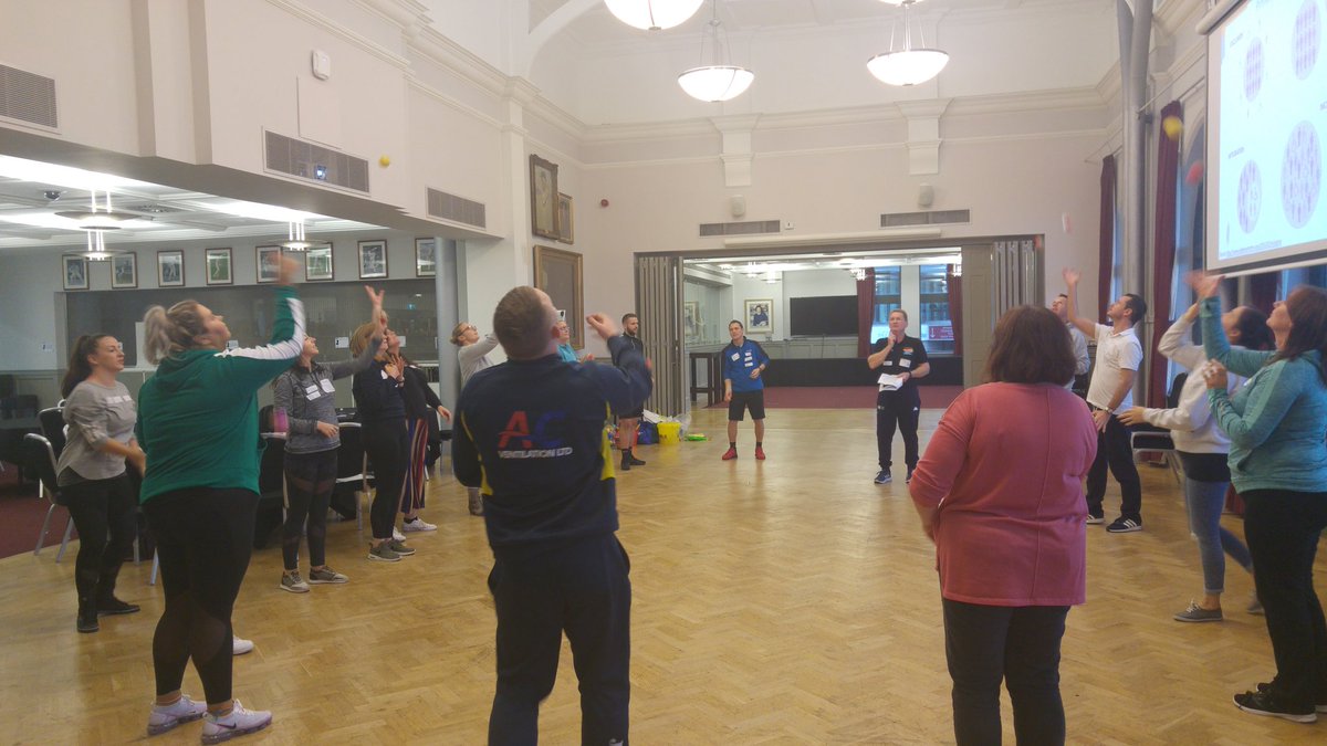 Afternoon workshops well under way. #ssp10conf Sainsbury's Active Kids Inclusive PE training from Geoff Oldfield in the Members Suite.