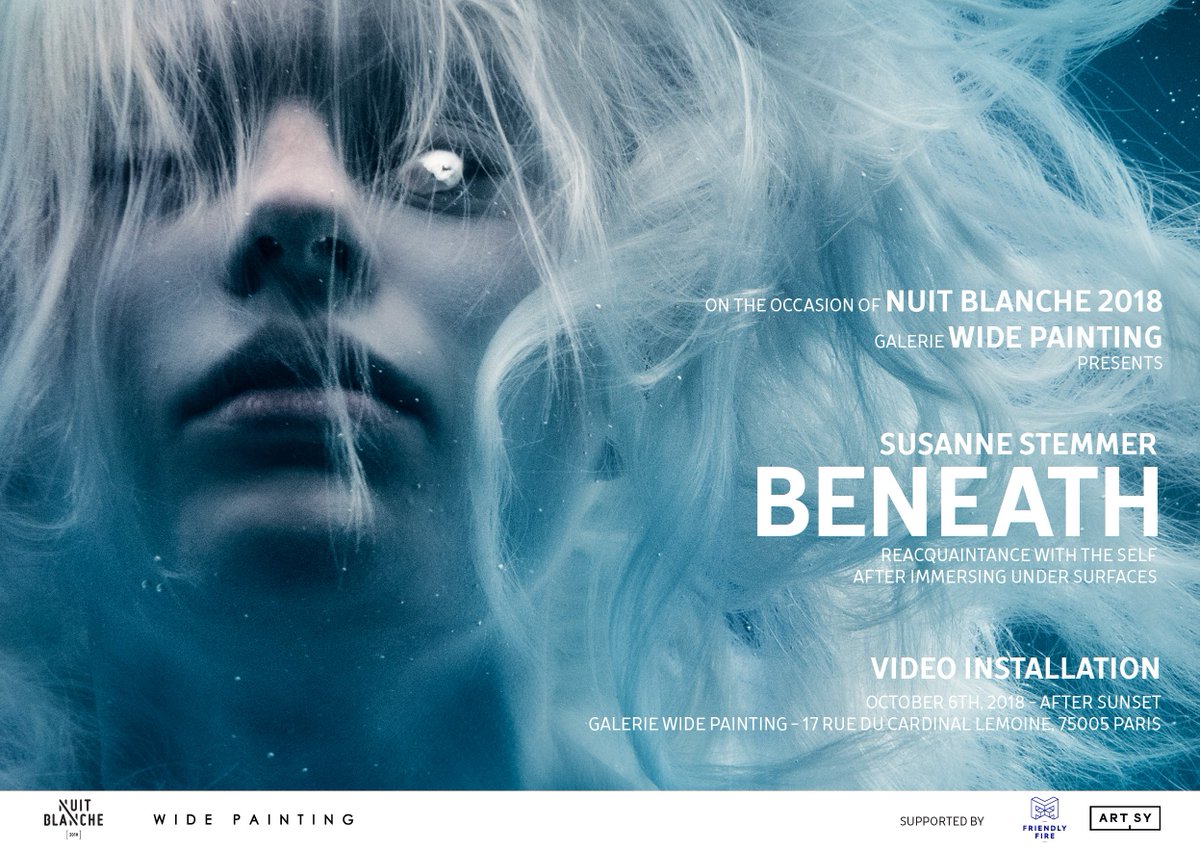 WidePainting's tweet photo. Saturday 6 October 2018, on the occasion of #NuitBlanche, Official Selection - @paris City Hall, @WidePainting exhibits on a facade front of its gallery : "Beneath", a video installation by @SusanneStemmer inviting us to immerse underwater. Show hours : 7:30pm - 2:00am https://t.co/Vc8AxlgeaZ