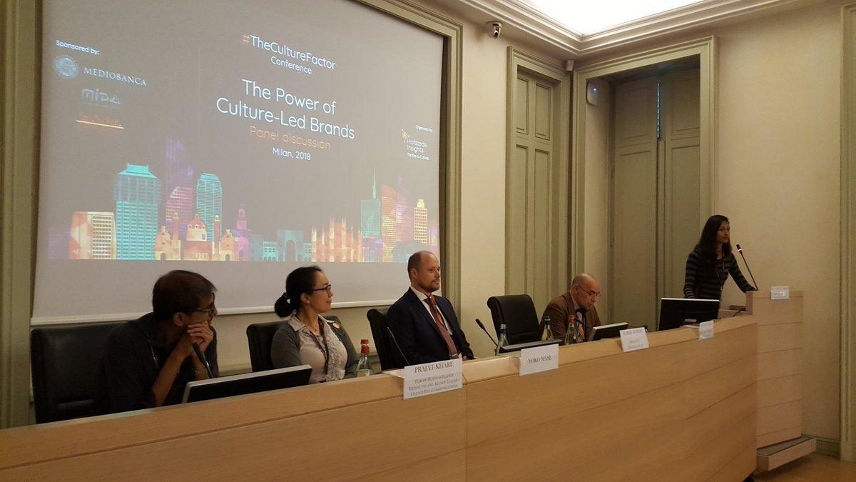 The home stretch of #theculturefactor conference in #Milan - a panel discussion on the "Power of #Culture-Led #Brands".
Moderated by <a href="/divya_varkey/">Divya Susan Varkey</a> and panelists <a href="/EgbertSchram/">Egbert Schram</a> <a href="/PFinuras/">Paulo F.</a> Yoko Mase and Prajat Khare