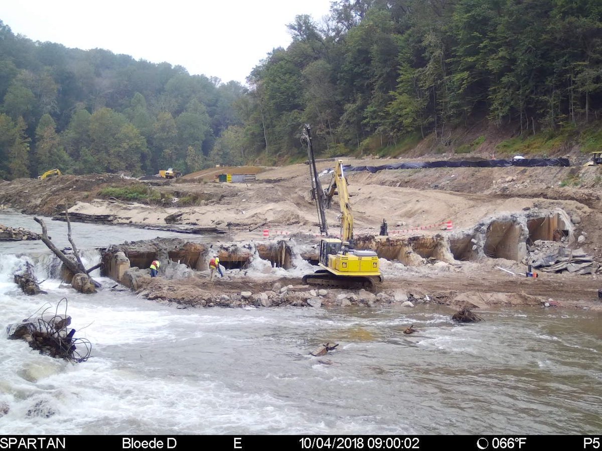 StephenSchatz's tweet photo. Latest photo of the deconstruction of Bloede Dam in Patapsco Valley State Park https://t.co/vpTNVB9xsq https://t.co/P3mOKBHAuF