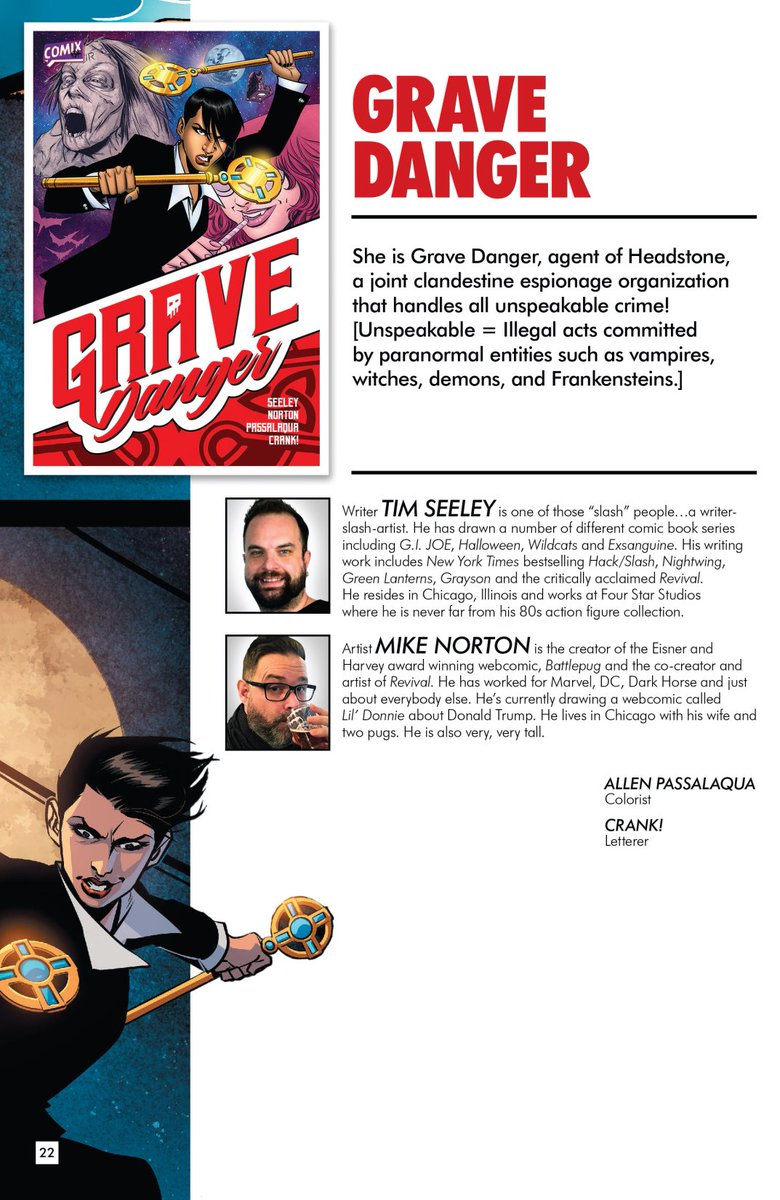 Comixology's tweet photo. #GraveDanger writer, @HackinTimSeeley, will be signing copies of the comiXology Originals 2018 Preview Book at 4PM EST in Artist Alley #1B5! https://t.co/S5Si8NF3tP