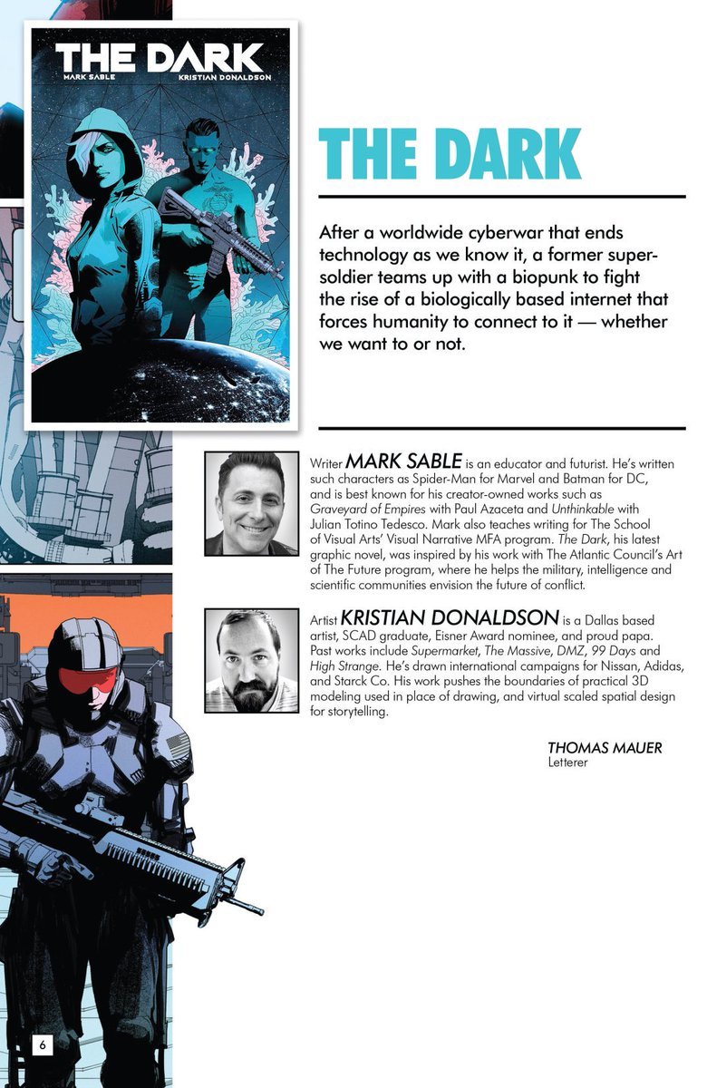 Comixology's tweet photo. . @marksable, writer of the comiXology originals series #TheDark, will be signing copies of the comiXology Originals 2018 Preview Book today at 5PM in Artist Alley #1B5! #NYCC https://t.co/5yueqJ5Nk4