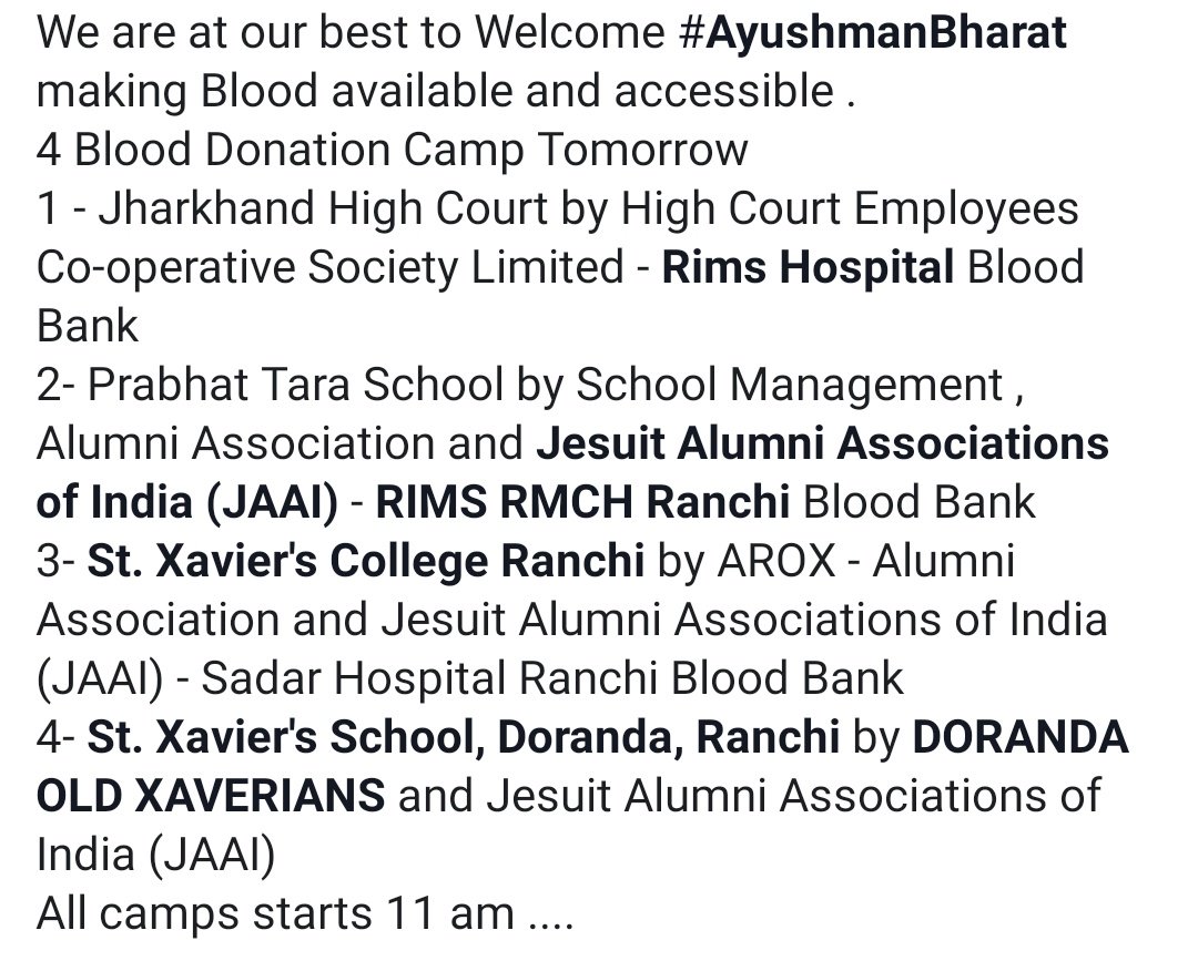 Atul Gera ЁЯЗоЁЯЗ│ рдЕрддреБрд▓ рдЧреЗрд░рд╛ (@atulgera007) on Twitter photo #AyushmanBharat
<a href="/dasraghubar/">Raghubar Das</a>
Blood may be available in Blood Banks but giving Blood without replacement is still not happening.
Atleast patients under #AyushmanBharat should have easy access to blood without cost n replacement
<a href="/Ramchan59354358/">Ramchandra Chandravanshi</a> <a href="/jharkhand181/">Covid-19 Control Room Jharkhand</a> <a href="/927bigfmranchi/">92.7 BIG FM RANCHI</a> #AyushmanBharat
<a href="/dasraghubar/">Raghubar Das</a>
Blood may be available in Blood Banks but giving Blood without replacement is still not happening.
Atleast patients under #AyushmanBharat should have easy access to blood without cost n replacement
<a href="/Ramchan59354358/">Ramchandra Chandravanshi</a> <a href="/jharkhand181/">Covid-19 Control Room Jharkhand</a> <a href="/927bigfmranchi/">92.7 BIG FM RANCHI</a>