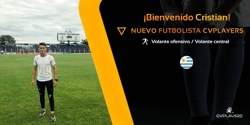 Bienvenido URUGUAY! Cristian, volante ofensivo/central. Jugó en <a href="/CAVillaTeresa/">C.A. Villa Teresa</a>, #ClubSportivoBelgranodeOliveros, entrenó c/ #AremaCronus y hoy defiende la camiseta de <a href="/ColonFc/">Colón Fútbol Club</a>. Quiere llegar a 1era. división #Europa y representar a <a href="/Uruguay/">Selección Uruguaya</a> #Latam #futbol cvplayers.com