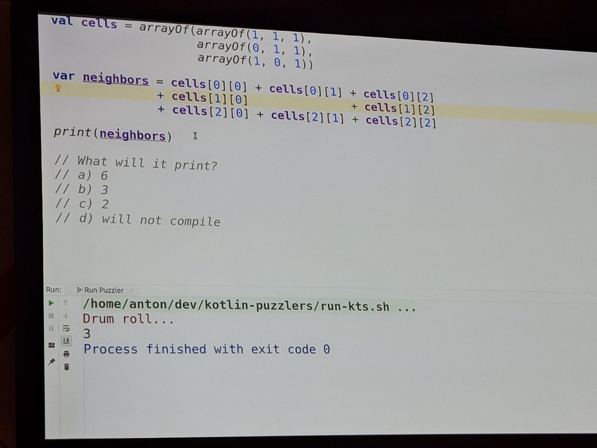 yahyabayramoglu's tweet image. The cost of not having &quot;;&quot; in Kotlin 🤔 Didn&apos;t see that coming #Kotlinconf18