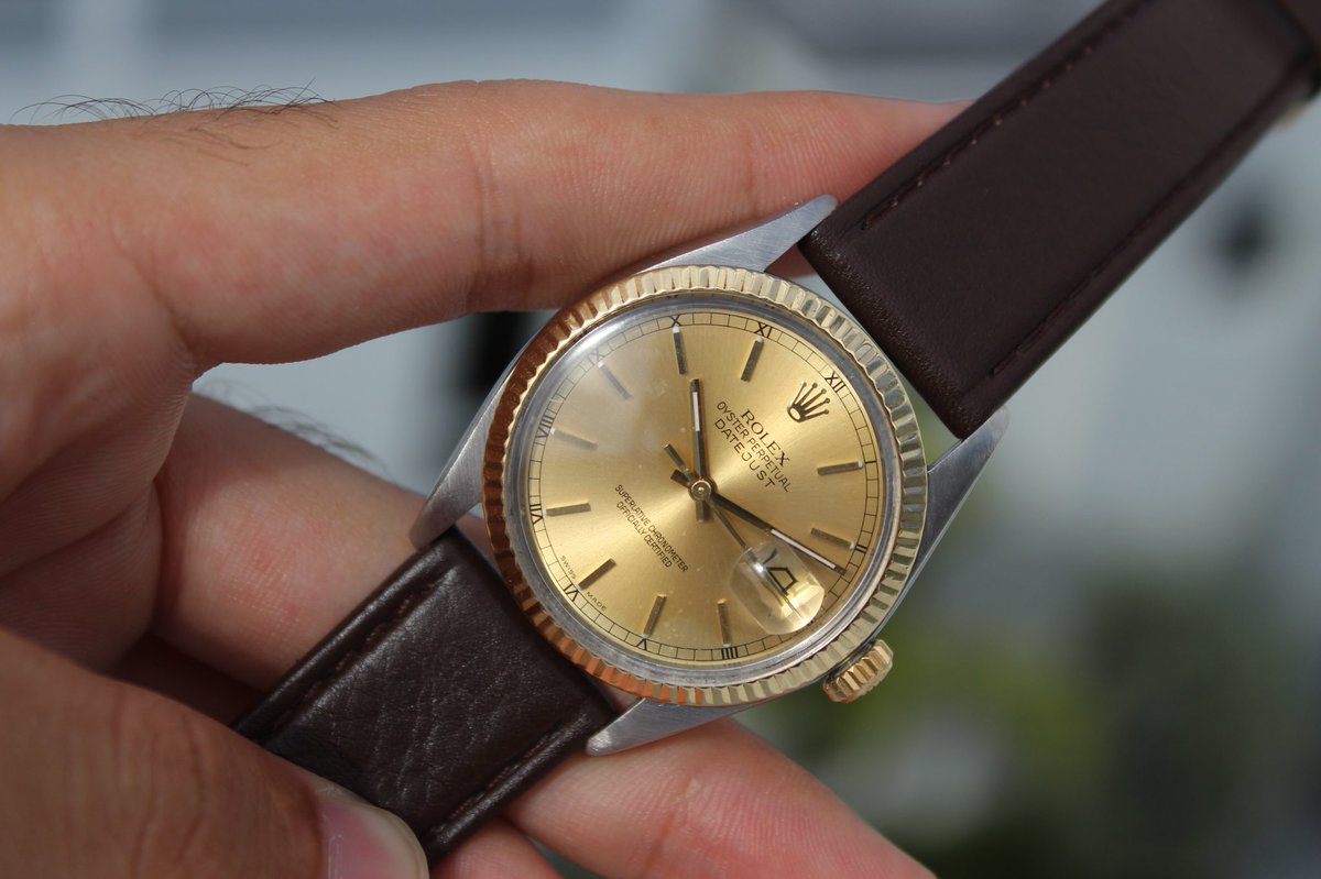 two tone datejust leather strap